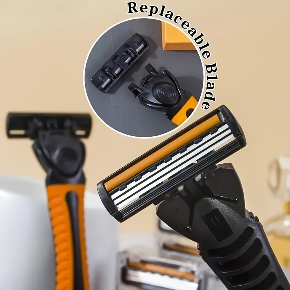 Vibrant Orange Manual Safety Razor for Men and Women with Stainless Steel Blades