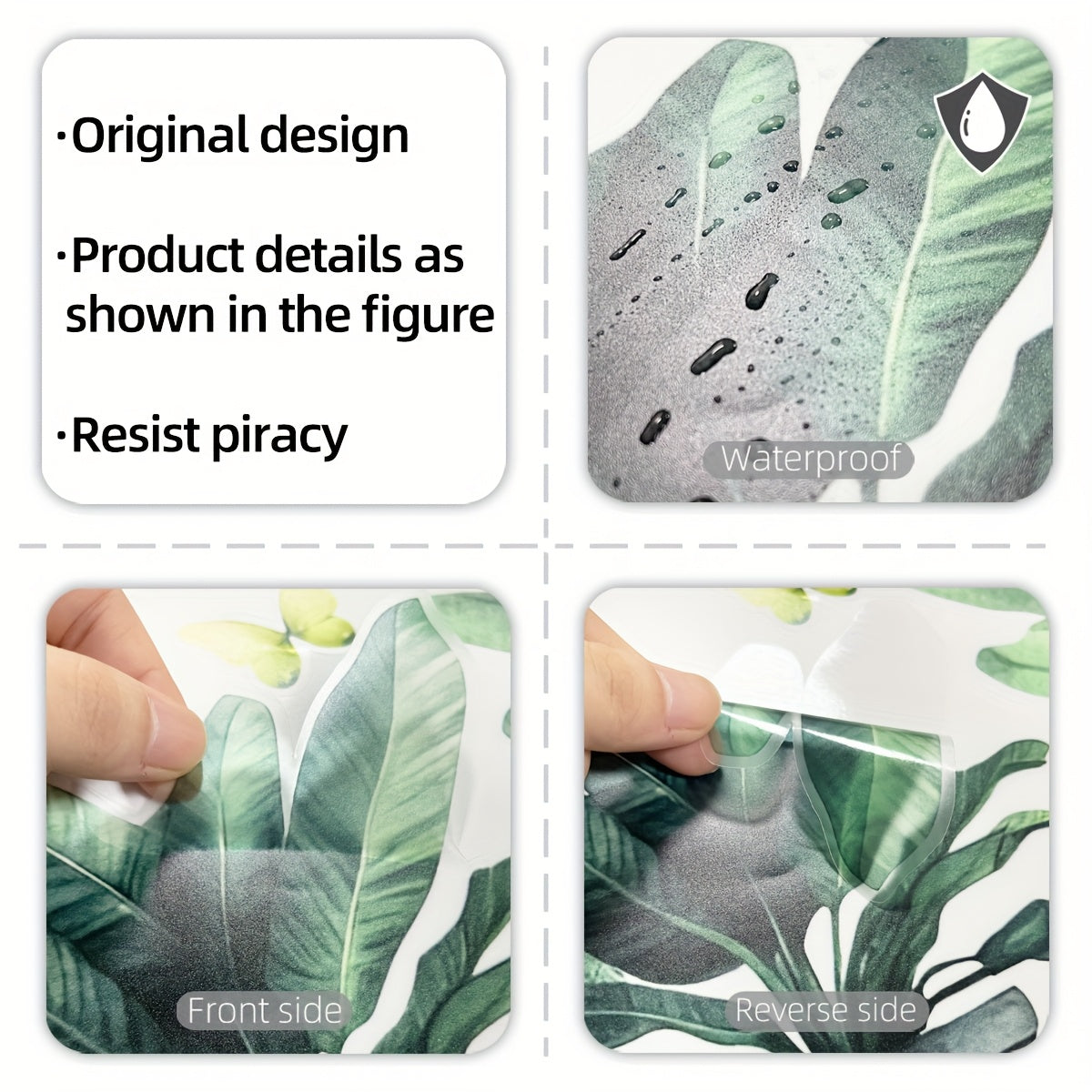 Adhesivo de pared con motivos de vegetación y mariposas para decoración de baño 30x90cm