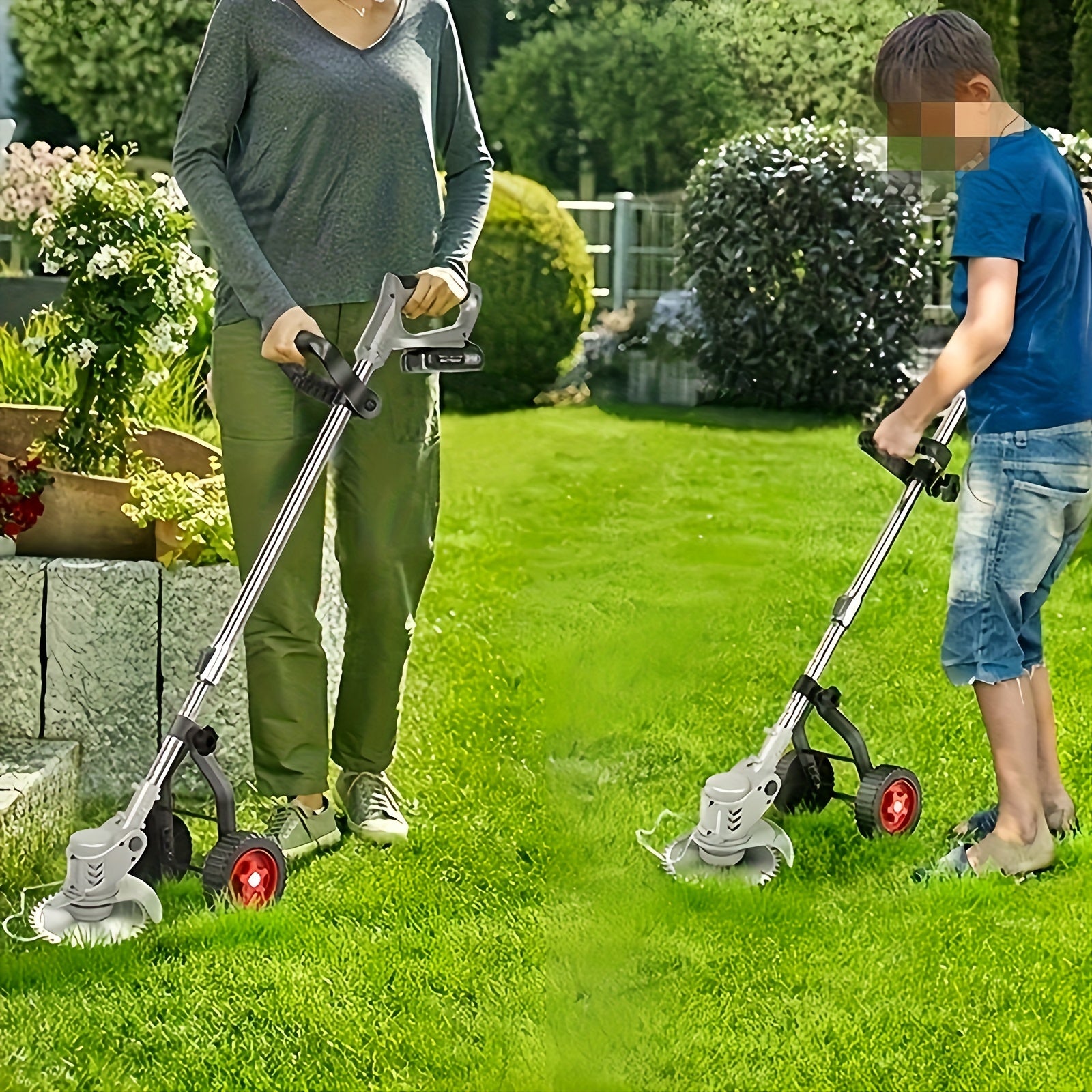 Battery-Powered Lawn Mower Wheel Set for Garden Maintenance and Landscaping