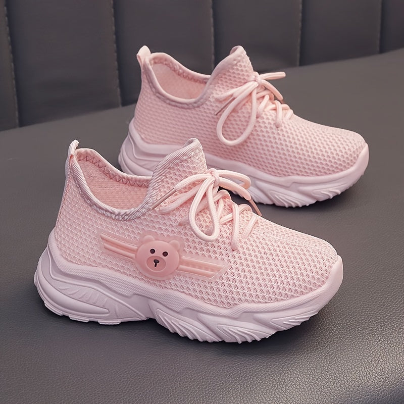 Children's Low Top Fabric Sneakers for Boys and Girls with Bear Decals Ages 14 and Under