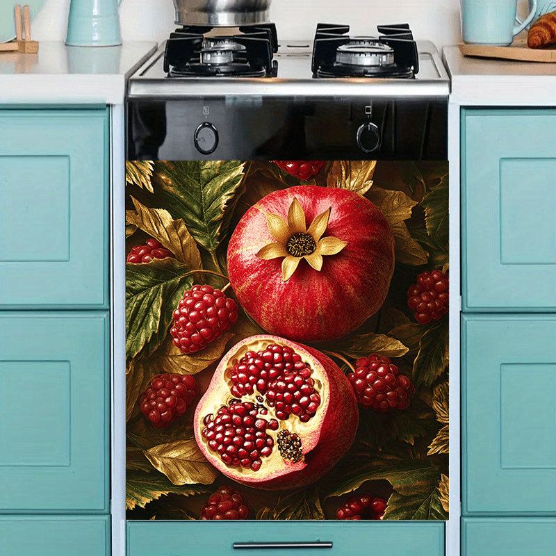 Anor mevali magnet stiker, suv o'tkazmaydigan PVC, oshxona texnikasi, muzlatgich, kir yuvish mashinasi, pech, 58x65 sm