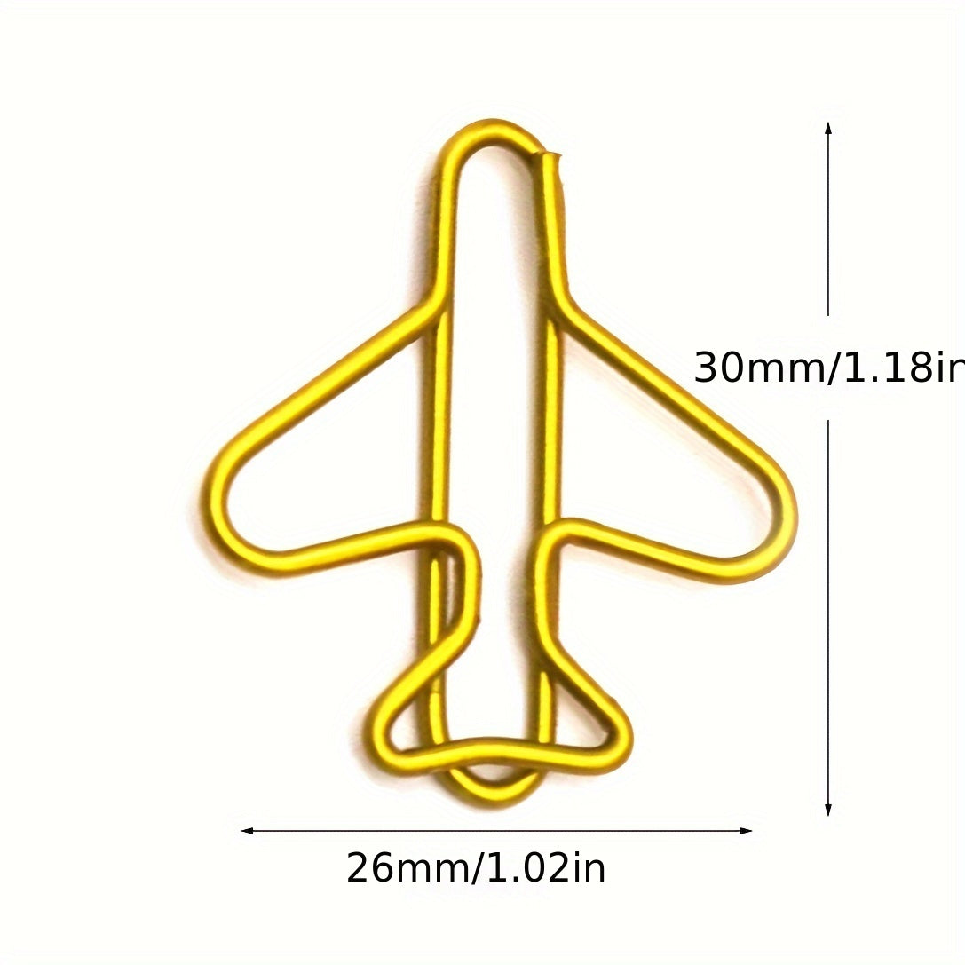 50 Pack Airplane-Shaped Paper Clips Assorted Colors Iron Office Supplies Document Organizer