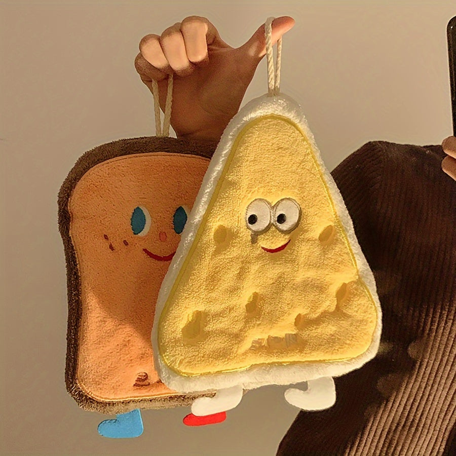 Absorbent Three-Layer Kitchen and Bathroom Towel with Hanging Loop and Cartoon Design