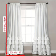 Heavy Duty Pleated Lace Window Curtains for Living Room 132cm x 213cm