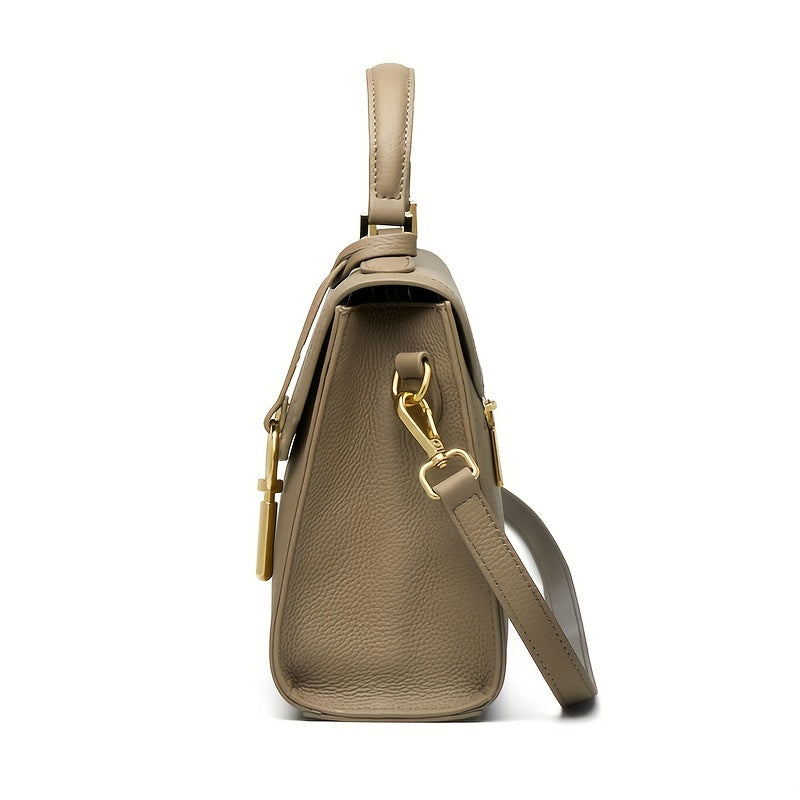 Bolso bandolera de cuero genuino para mujer, bolso pequeño elegante acolchado con correa ajustable