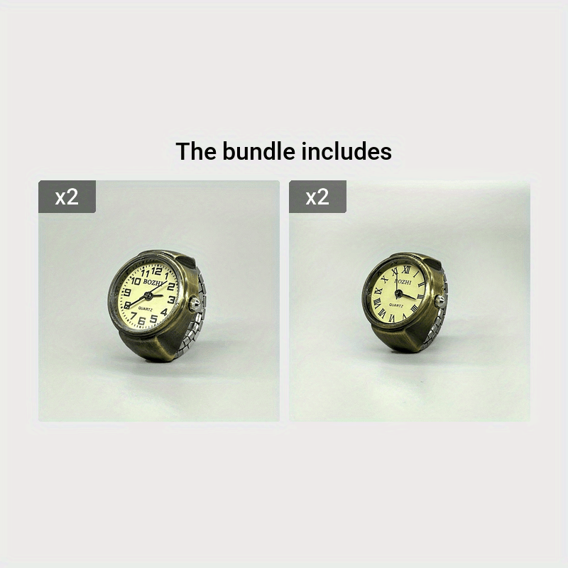 Retro Mini Finger Ring Watch with Roman Numerals and Quartz Movement for Women and Men