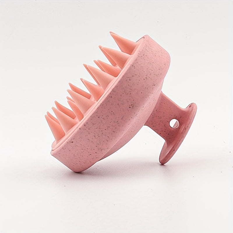 Unisex Wheat Straw Silicone Shampoo Brush Scalp Massager Hair Cleaner