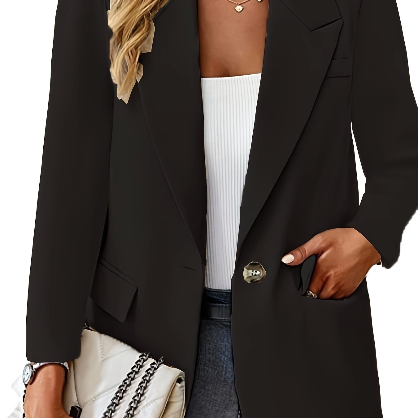 Women's Red Slim Fit Blazer with Single-Breasted Closure Long Sleeves and Pockets