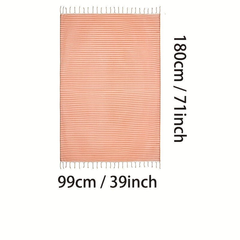 Turkish Cotton Beach Towel with Striped Pattern Quick-Drying and Absorbent for Beach Swimming Camping