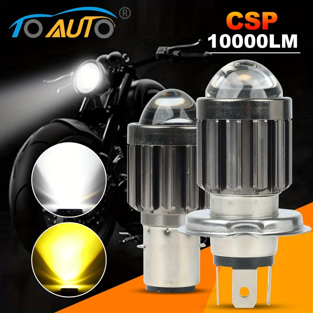 Motorcycle H4 LED Headlight Double Color Hi Lo Beam Front Light