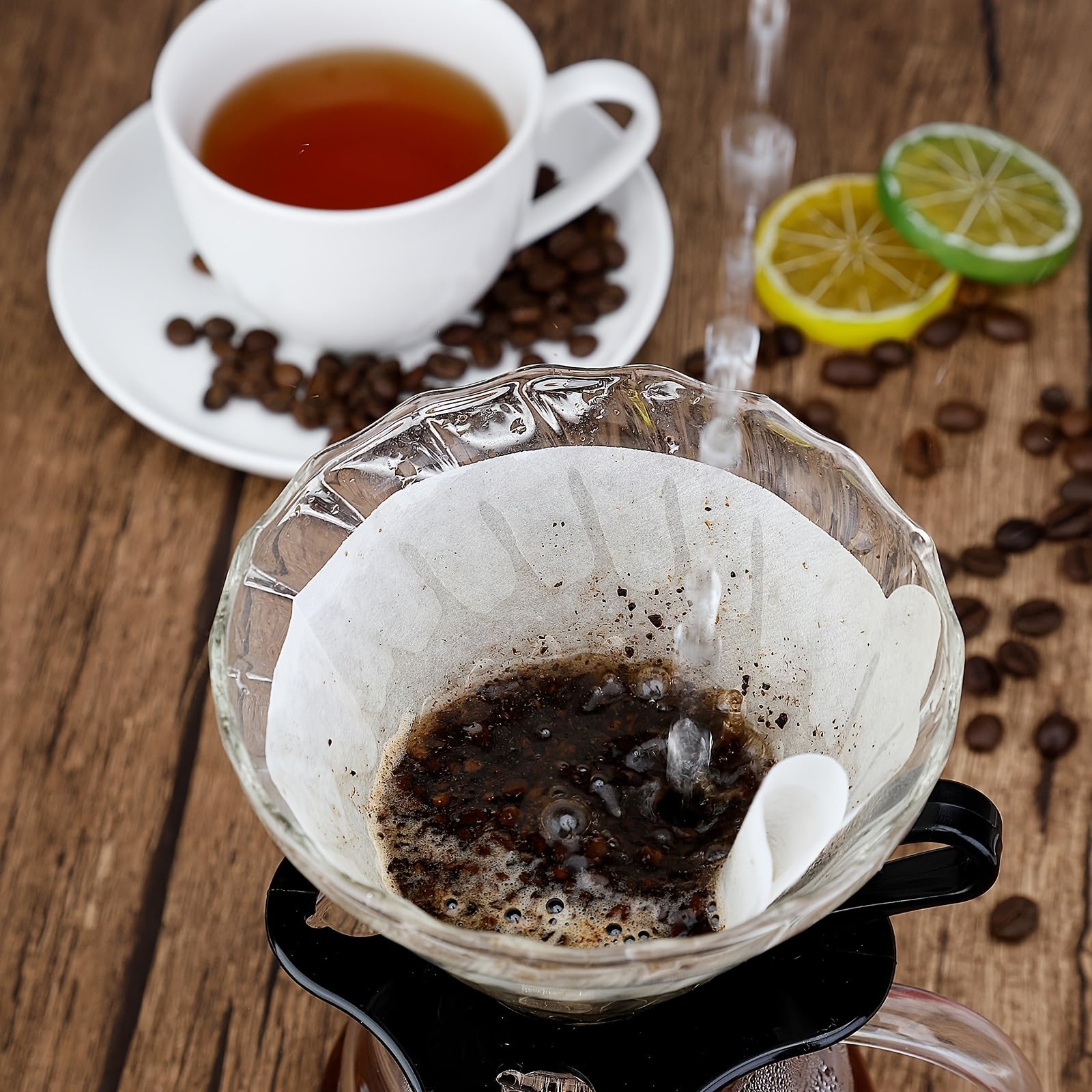 50/100pcs Cone-Shaped Coffee Filter Paper Disposable for Pour-Over Drip Makers