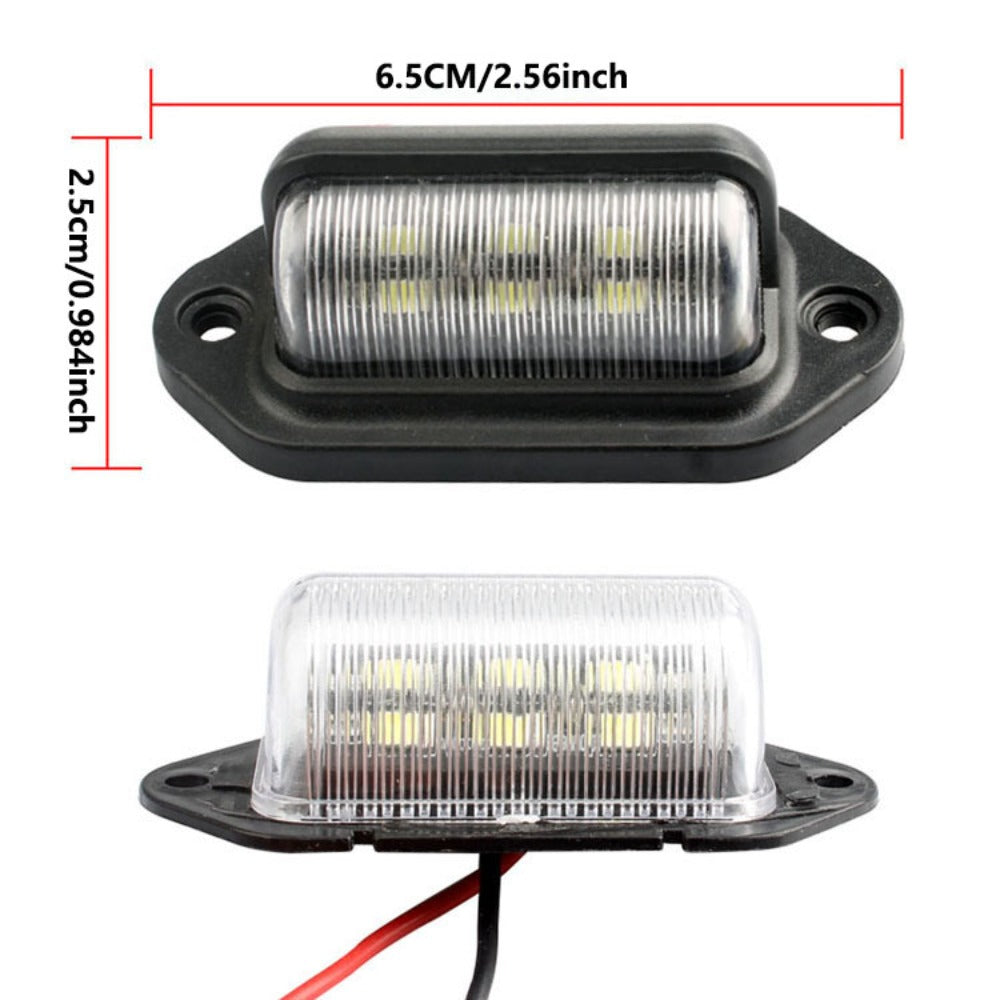 2PCS Xenon White LED License Plate Lights 12V-24V DC 6-SMD for Truck SUV Van