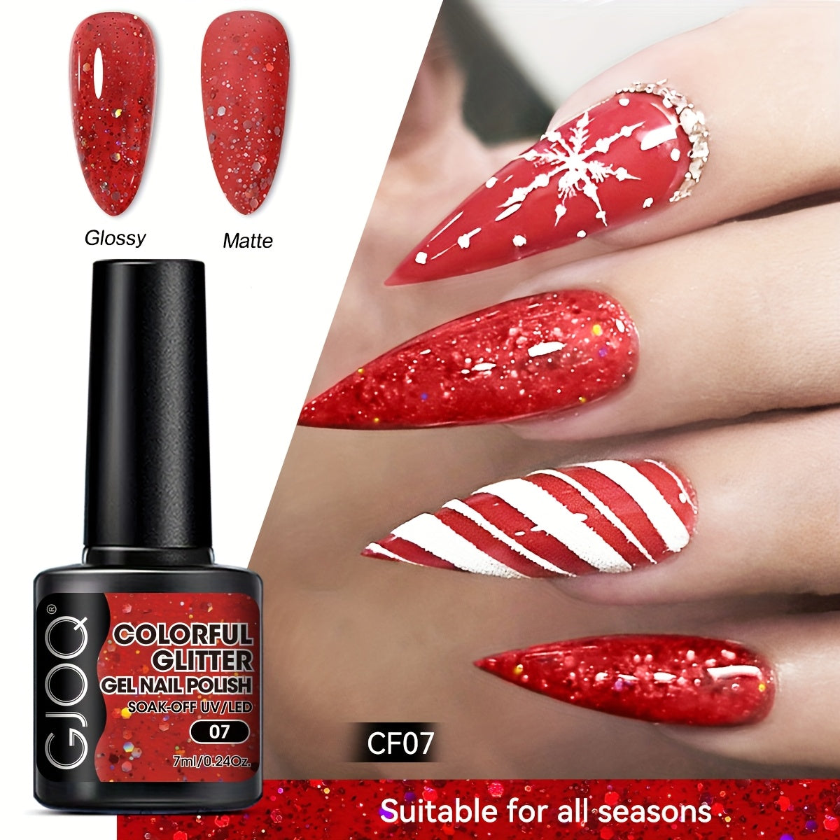 Gel Nail Polish Pink Purple Glitter Soak Off LED Manicure All Seasons