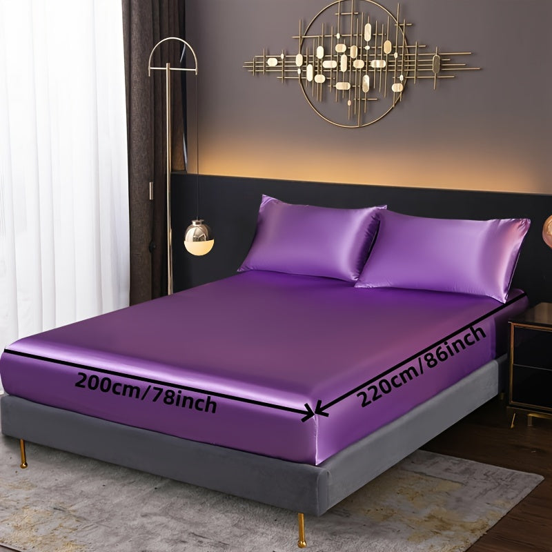 3-Piece Fitted Sheet Set with Pillowcases Polyester Bedding Soft Skin-Friendly