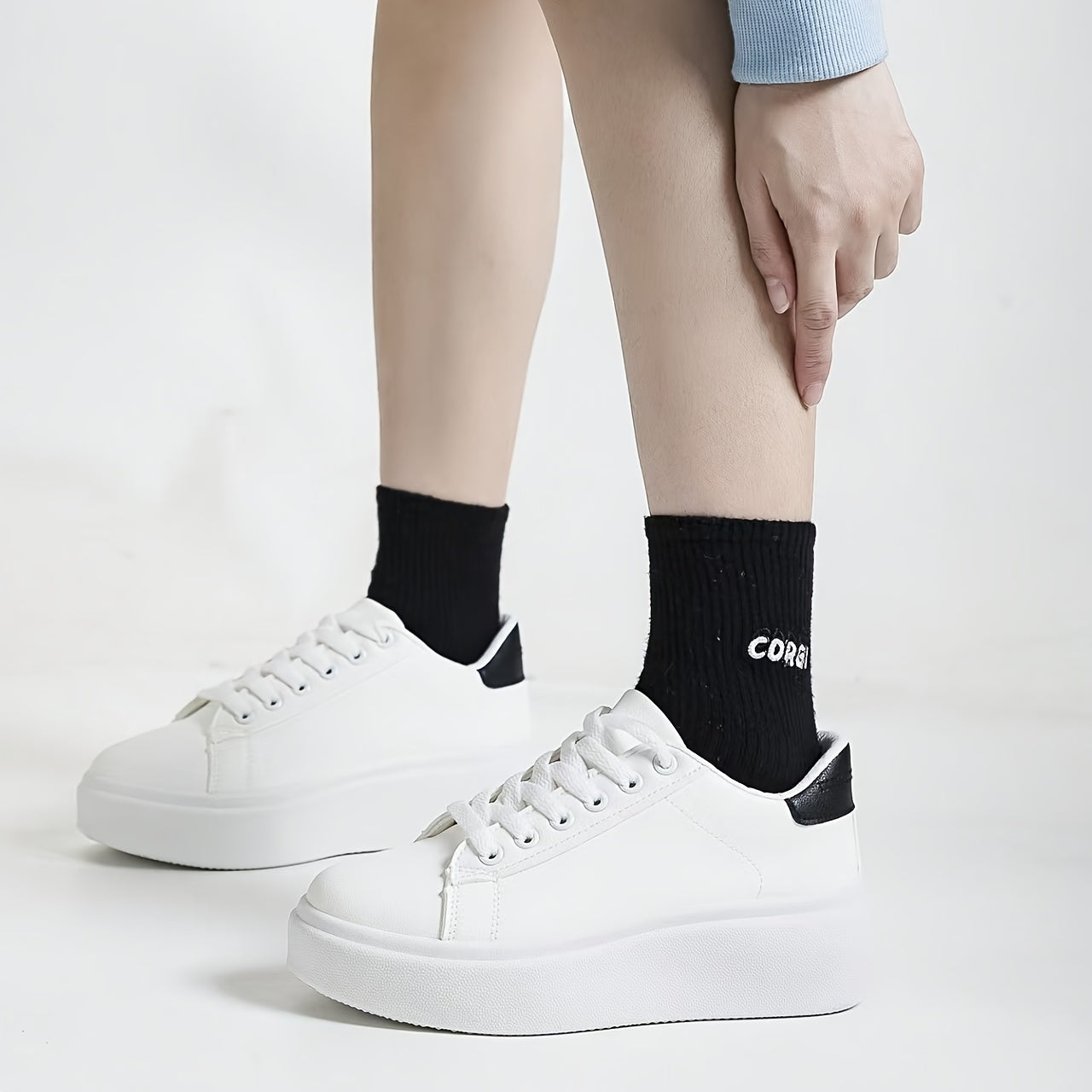 Women's Black White High-Top Sneakers Casual Breathable All-Season Shoes
