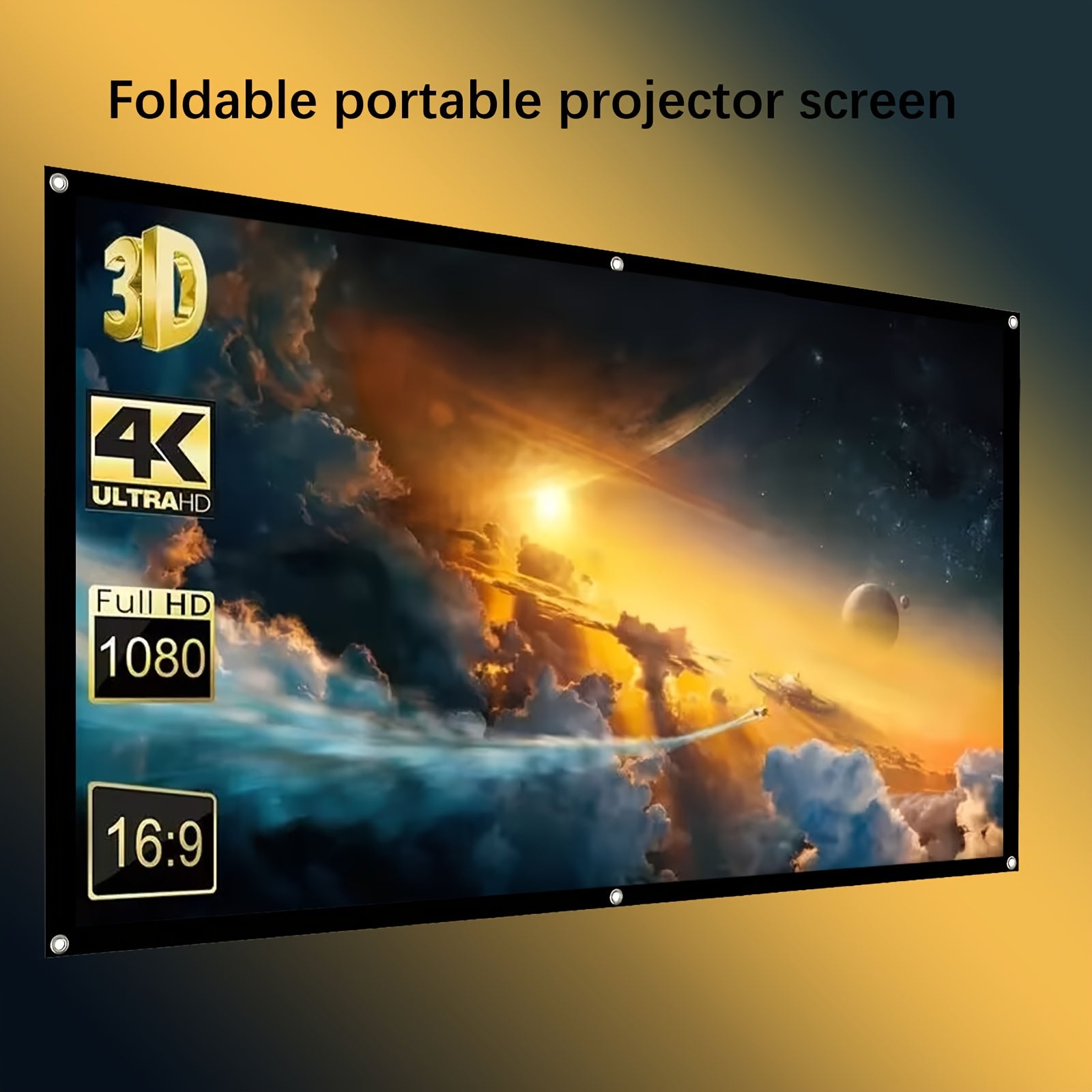 150-Inch HD Portable Foldable Projection Screen for Indoor Outdoor Use