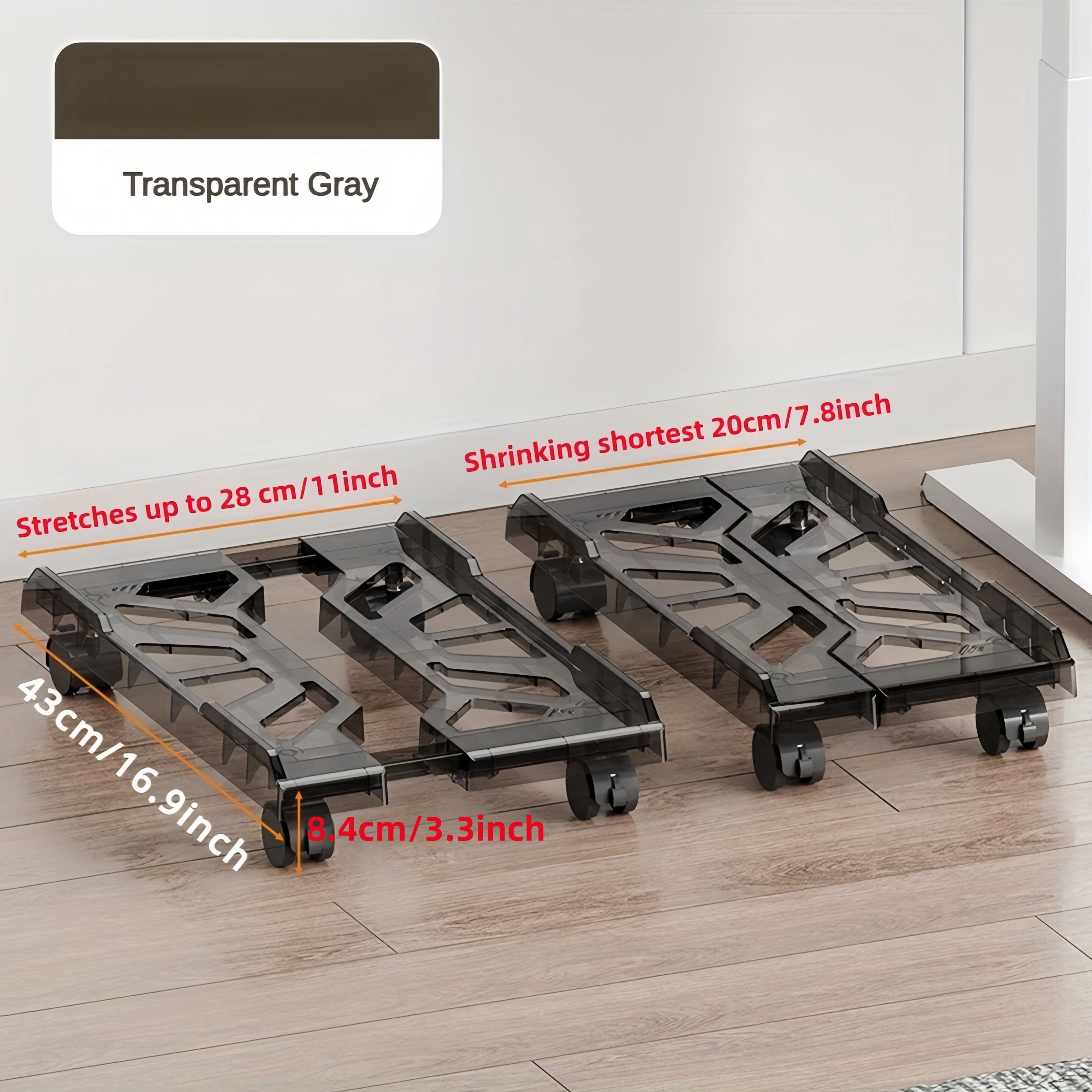 ABS Desktop Computer Tower Stand with Rolling Wheels and Adjustable CPU Holder for Home Office