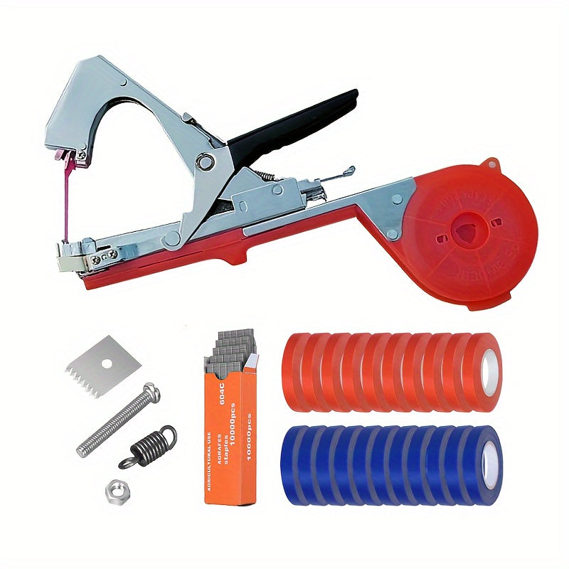 Plant Tying Machine Tool for Grapes Raspberries Tomatoes Vine Vegetables with Tapes Staples Replacement Blades