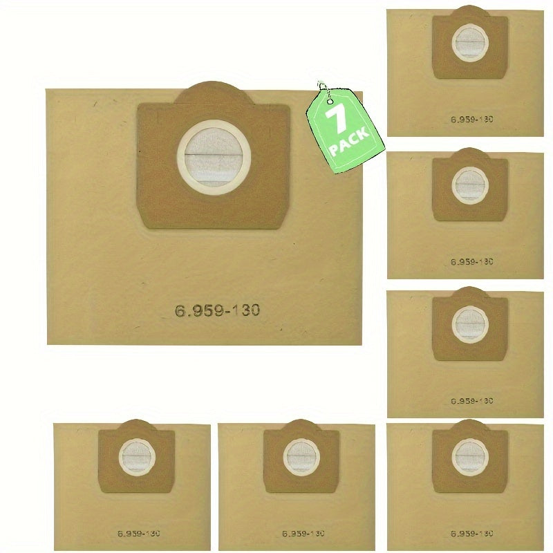 7 ta ikki maqsadli nam va quruq vakuum sumkalari Karcher modellari 6.959-160, MV1, NT18, WD3200, SE4001, A2200 bilan mos keladi - yuqori samarali chang tozalash va mopping uchun ikki qatlamli filtratsiya tizimi mavjud.