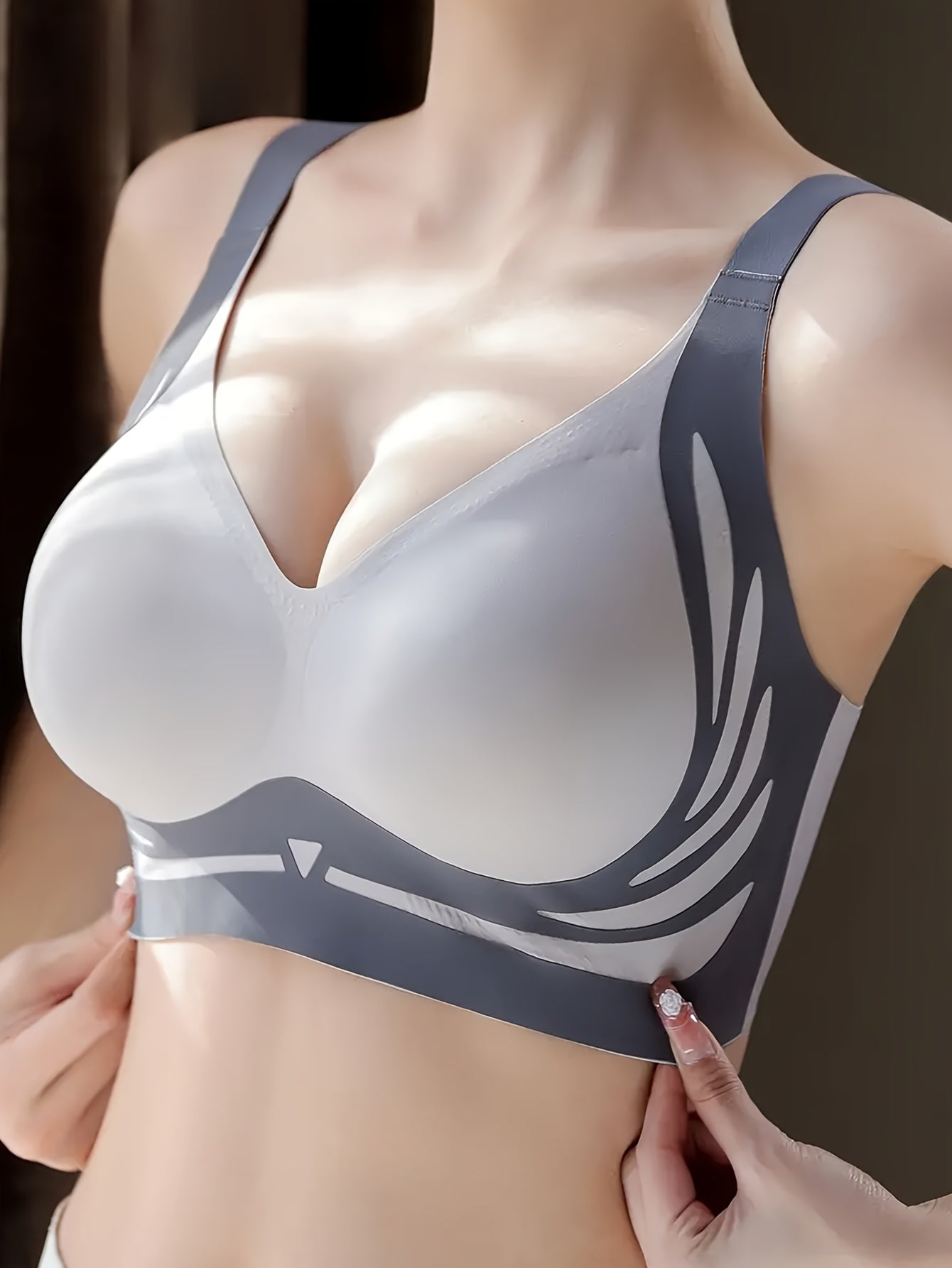 Women's Wireless Push Up Bras with 4 Color Blocks, Sporty and Comfortable