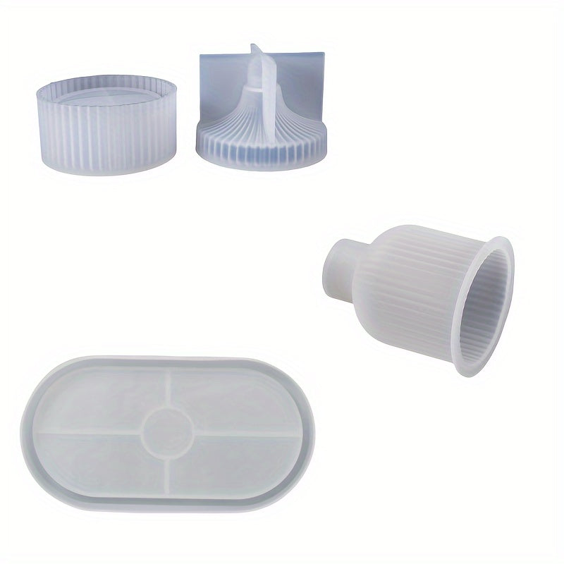 Silicone Mold Set for Epoxy Resin Crafts Oval and Round Candle Holders Jewelry Making