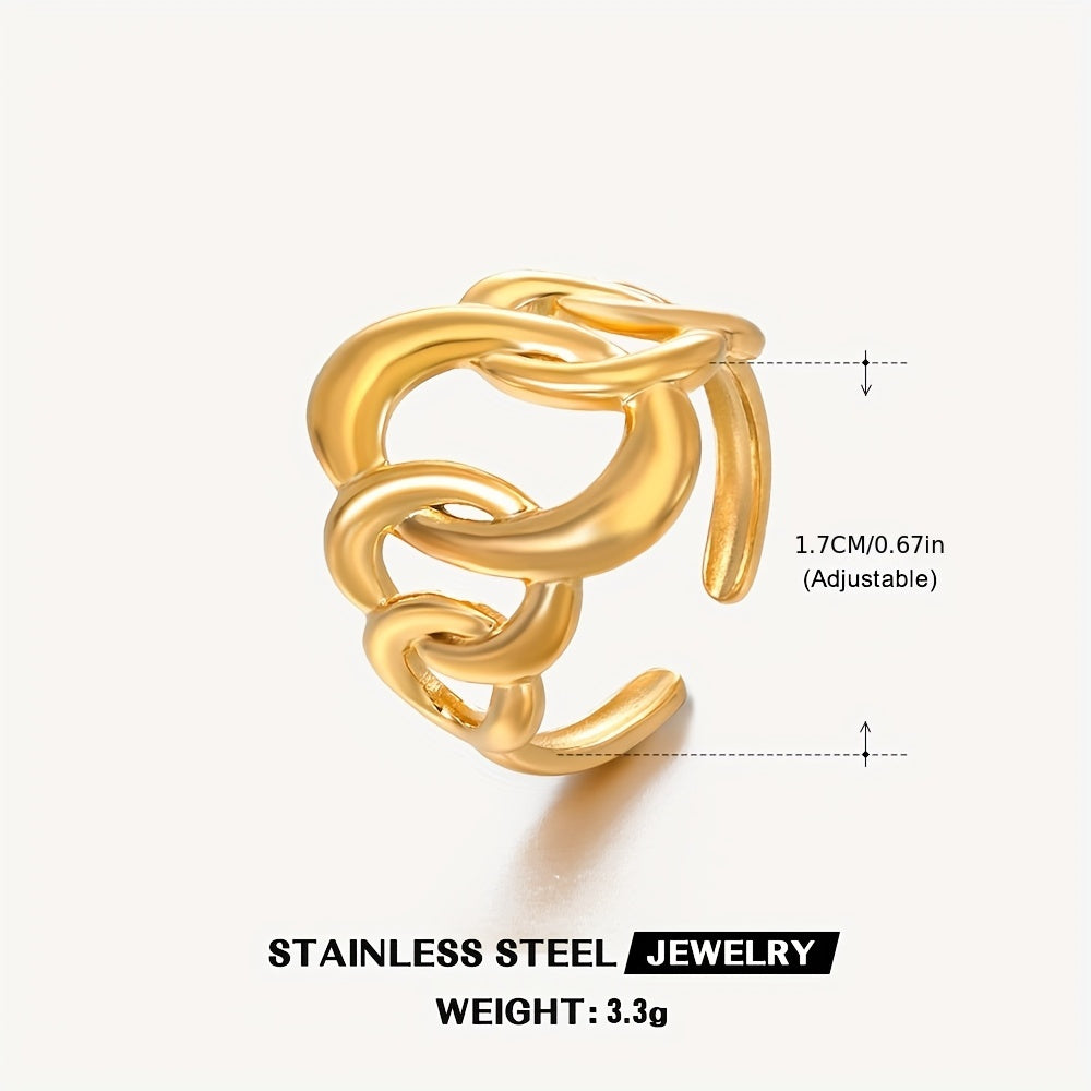 Women's Stainless Steel Geometric Oval Ring Hypoallergenic Titanium Alloy Jewelry