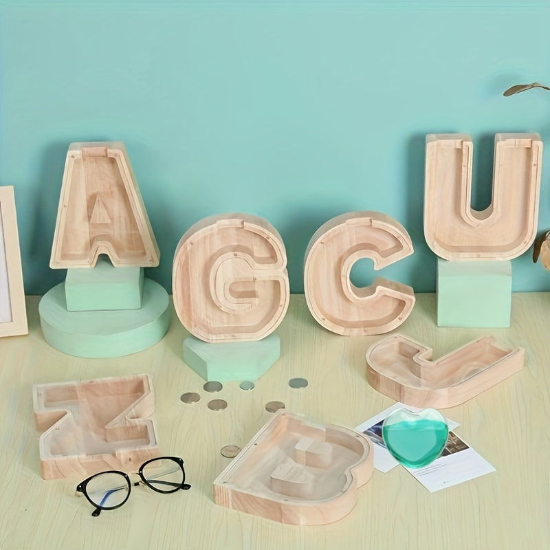 Personalized Wooden Alphabet Letters Set with 26 A-Z Transparent Blocks for Gifts and Home Decor