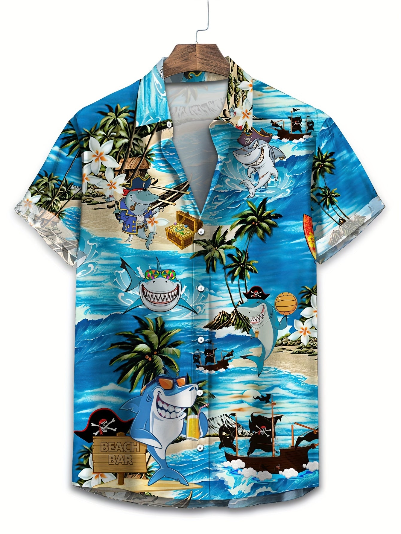 Plus Size Men's Hawaiian Shirt Short Sleeve Casual All Over Flamingo Cowboy Print Polyester