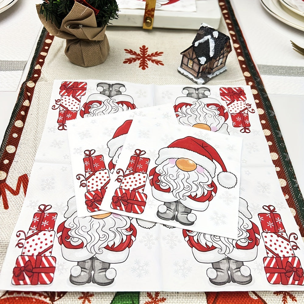 Set of 20 Santa Claus Christmas Napkins 3-Ply Disposable Paper Towels