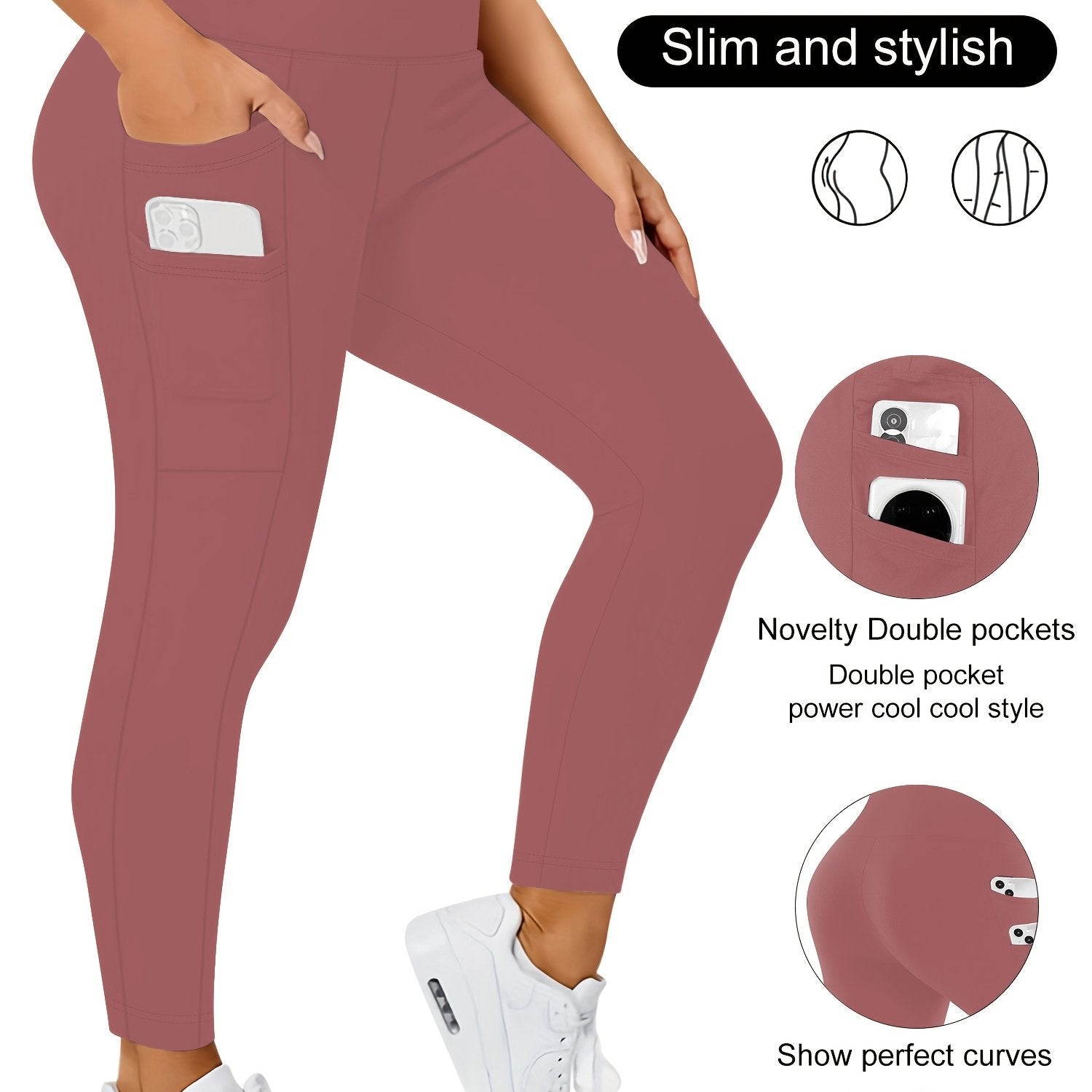 Plus Size High Waist Stretchy Leggings with Pockets for Yoga and Workout