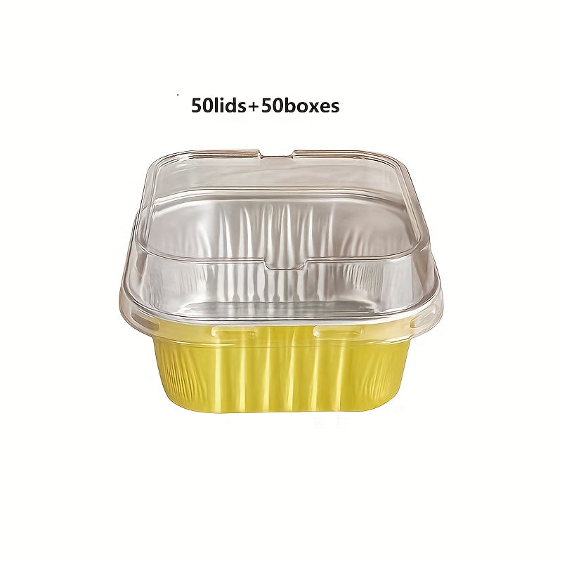 50-Pack 5oz Aluminum Foil Baking Cups with Lids for Cupcakes Muffins Pies