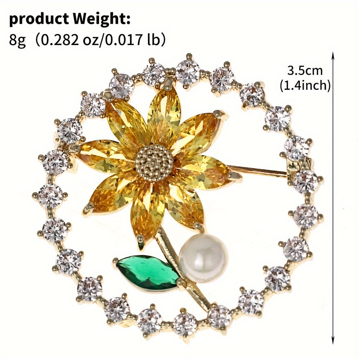 Vintage uslubidagi gullar bilan bezatilgan yeng pin, porloq zirkoniy bilan, ayollar uchun sharf va kiyimlarga hashamat va nafislik qo'shish uchun mukammal.