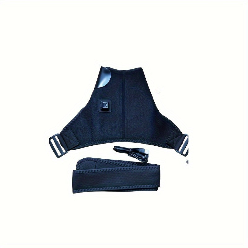 USB quvvatlangan isitiladigan yelka va tirsak massaj qiluvchi tayanch, tinchlantiruvchi issiqlik yostiqchasi, past voltli ishlash, nafas oladigan to'r mato va sozlanadigan tasma bilan.