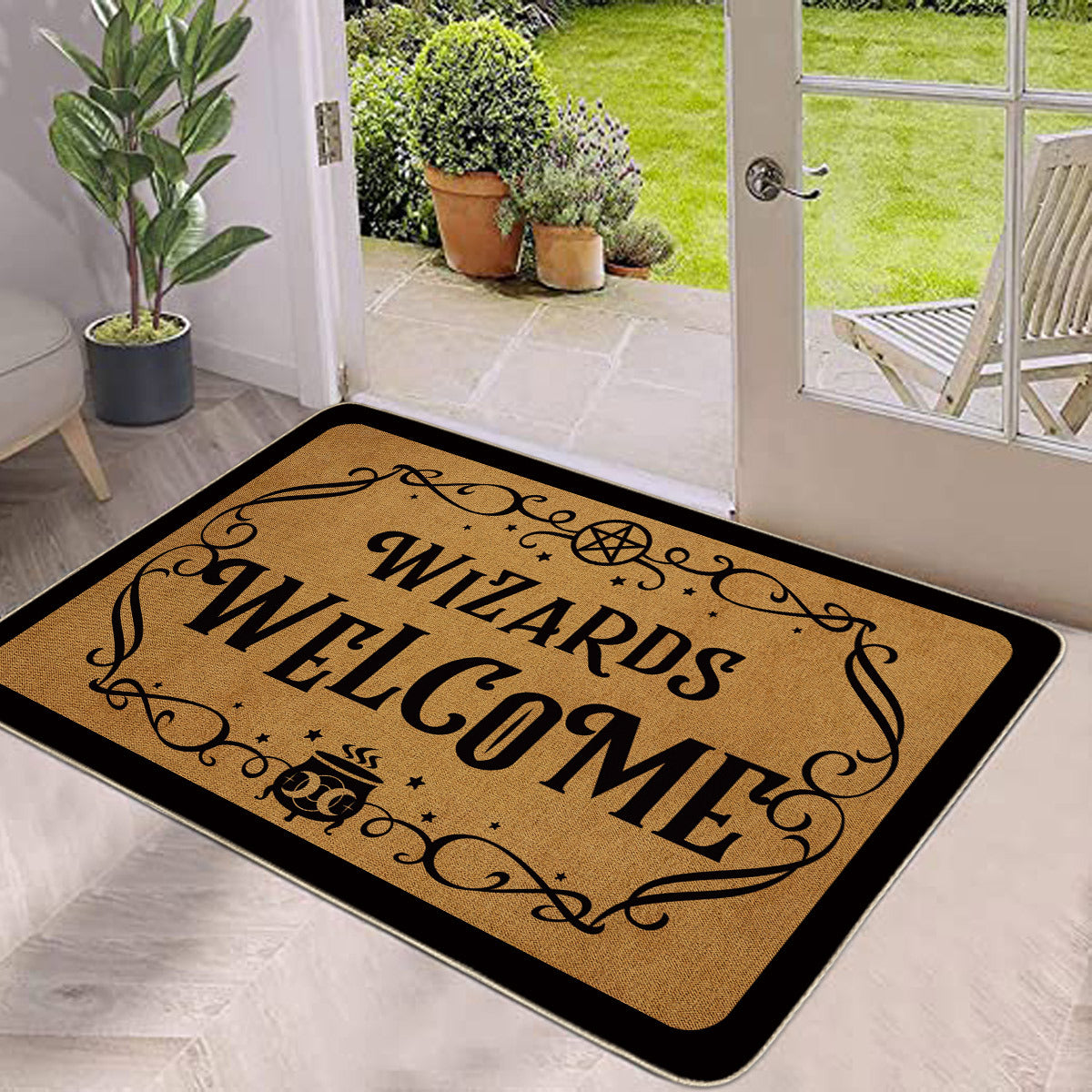 Linen Door Mat Non-Slip Stain-Resistant Machine Washable Rug for Living Room and Bedroom Entrances