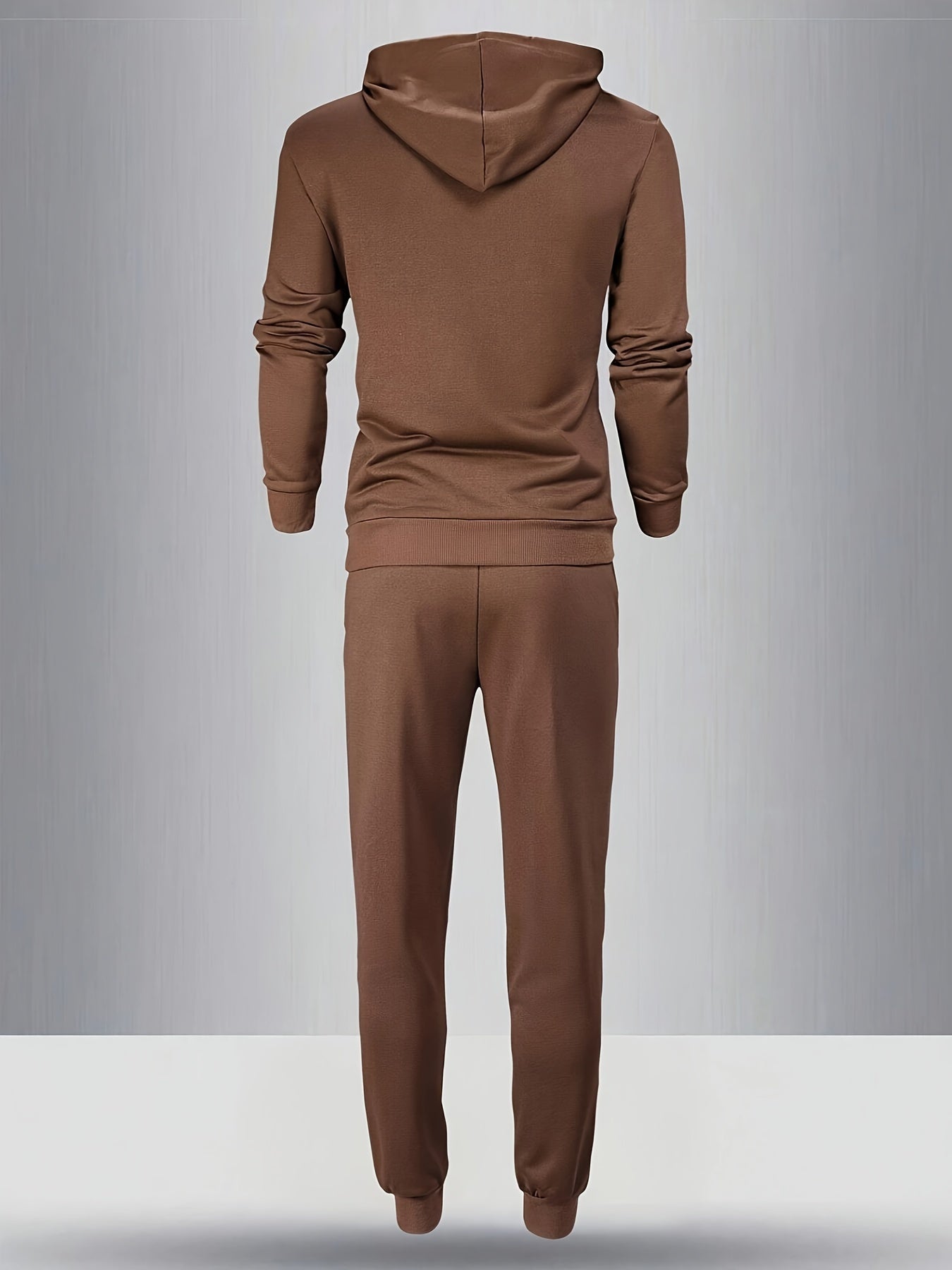 Men's Long Sleeve Hooded Sweatshirt and Threaded Sweatpants Set for Spring and Autumn