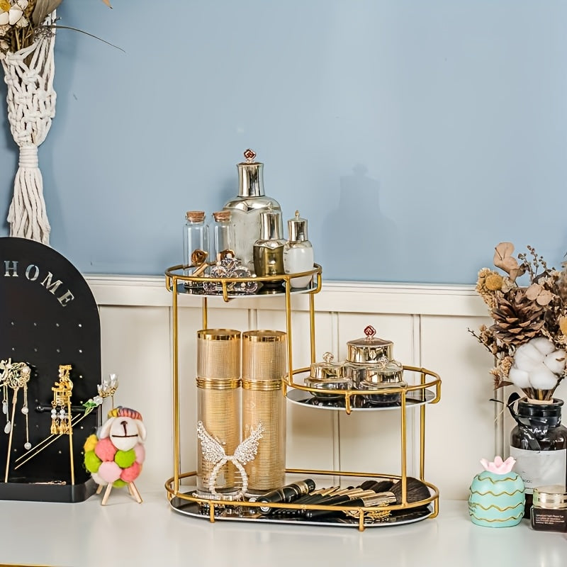 Metal Bathroom Organizer with Multiple Tiers and Display Shelf for Cosmetics and Toiletries