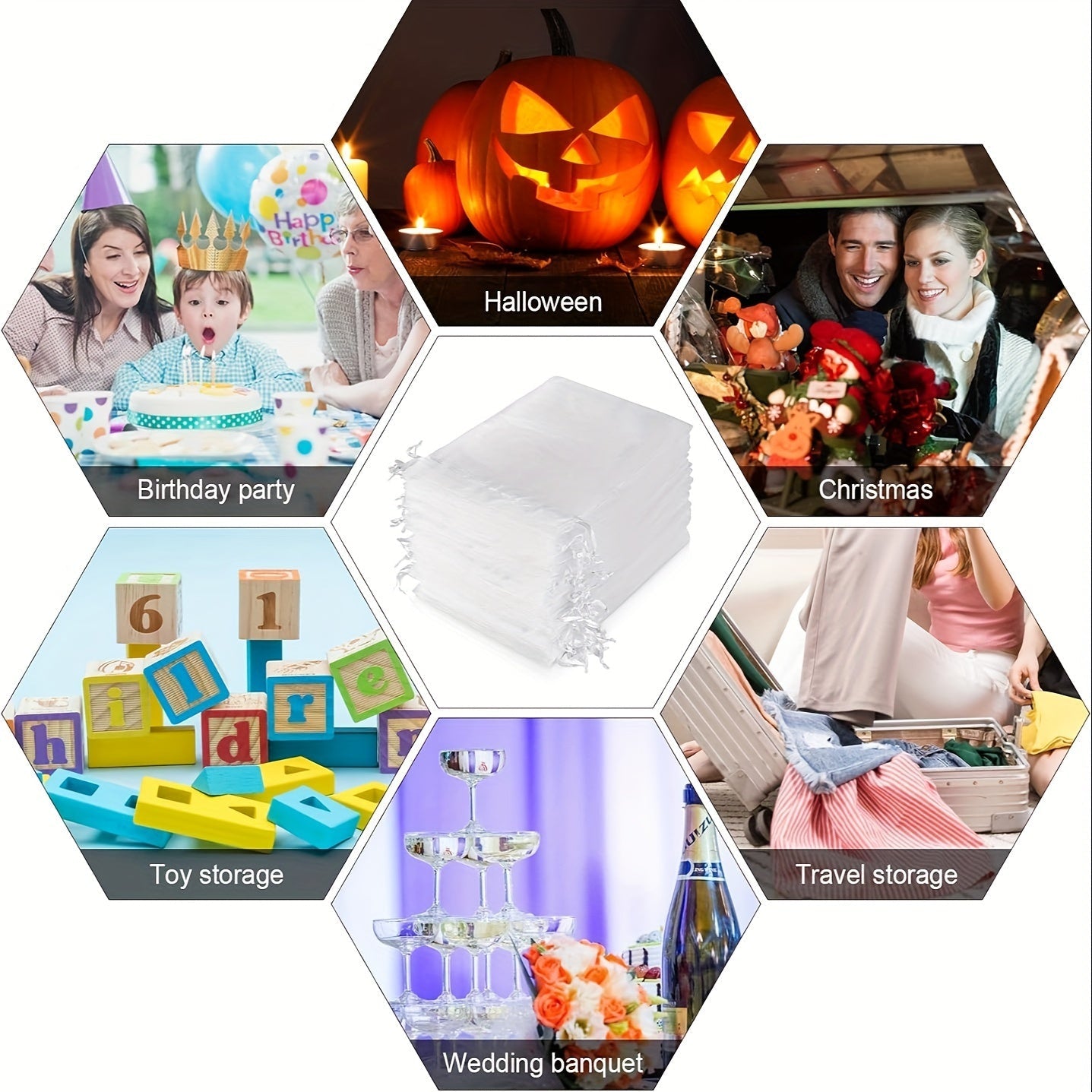 100 ta shaffof organza tortish qoplari to'plami, 7.11 sm x 9.14 sm - Zargarlik buyumlari, to'y sovg'alari va Rojdestvo sovg'alari uchun ideal