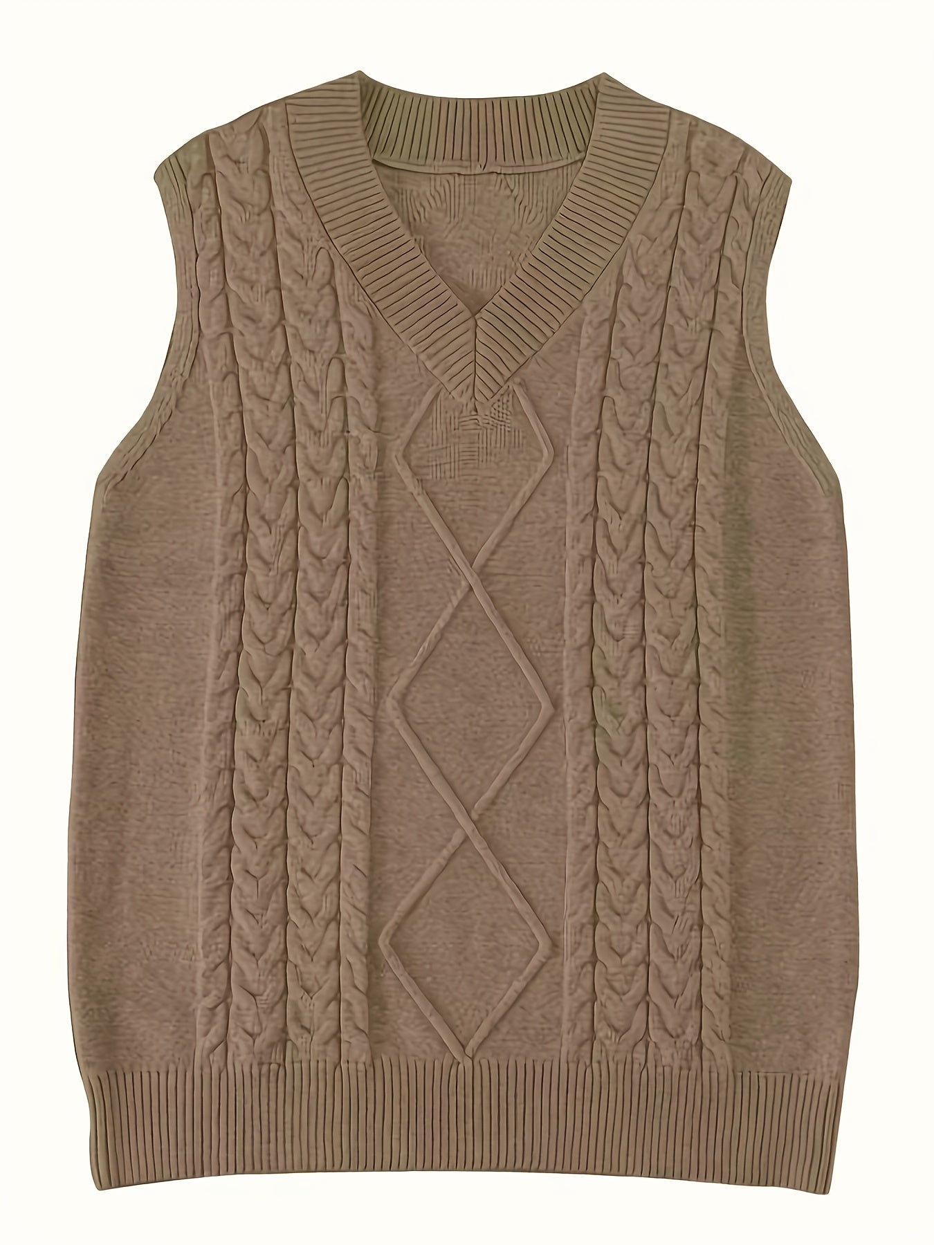 Women's Solid Color V-Neck Vest Polyester Knit Spring Sweater Cardigan