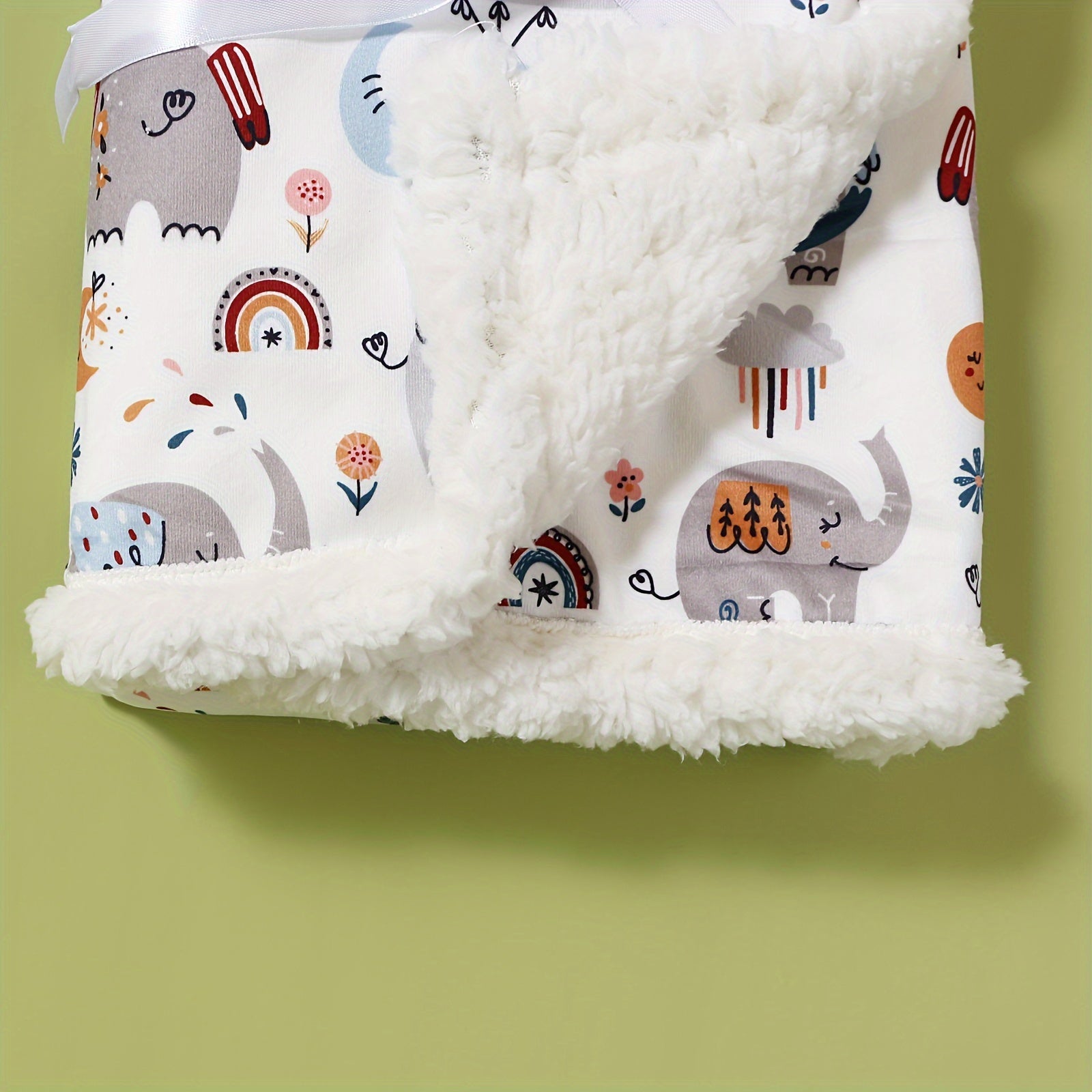 Kids Blanket Double-Layered Animal Prints Soft Polyester for Autumn and Winter