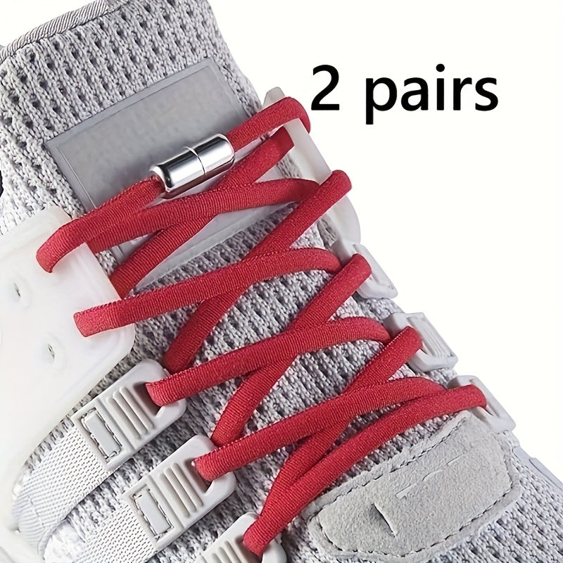 Unisex Elastic No-Tie Shoe Laces with Metal Locks, Washable, Secure Fit