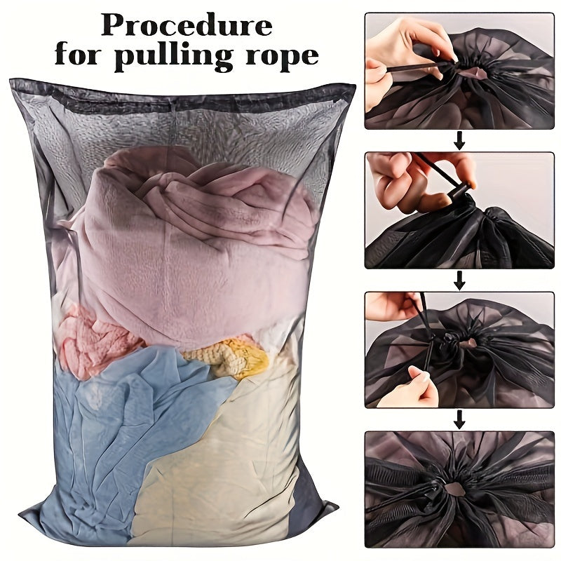 Bolsa de lavandería de malla con cierre de cordón 68x92 cm poliéster almacenamiento ovalado para viajes