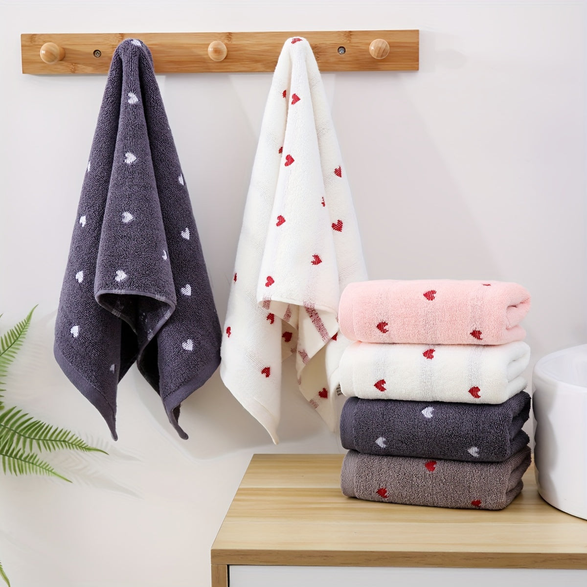 Set of 2 Cotton Face Towels Soft Absorbent Space-Themed 33.78x72.9 cm