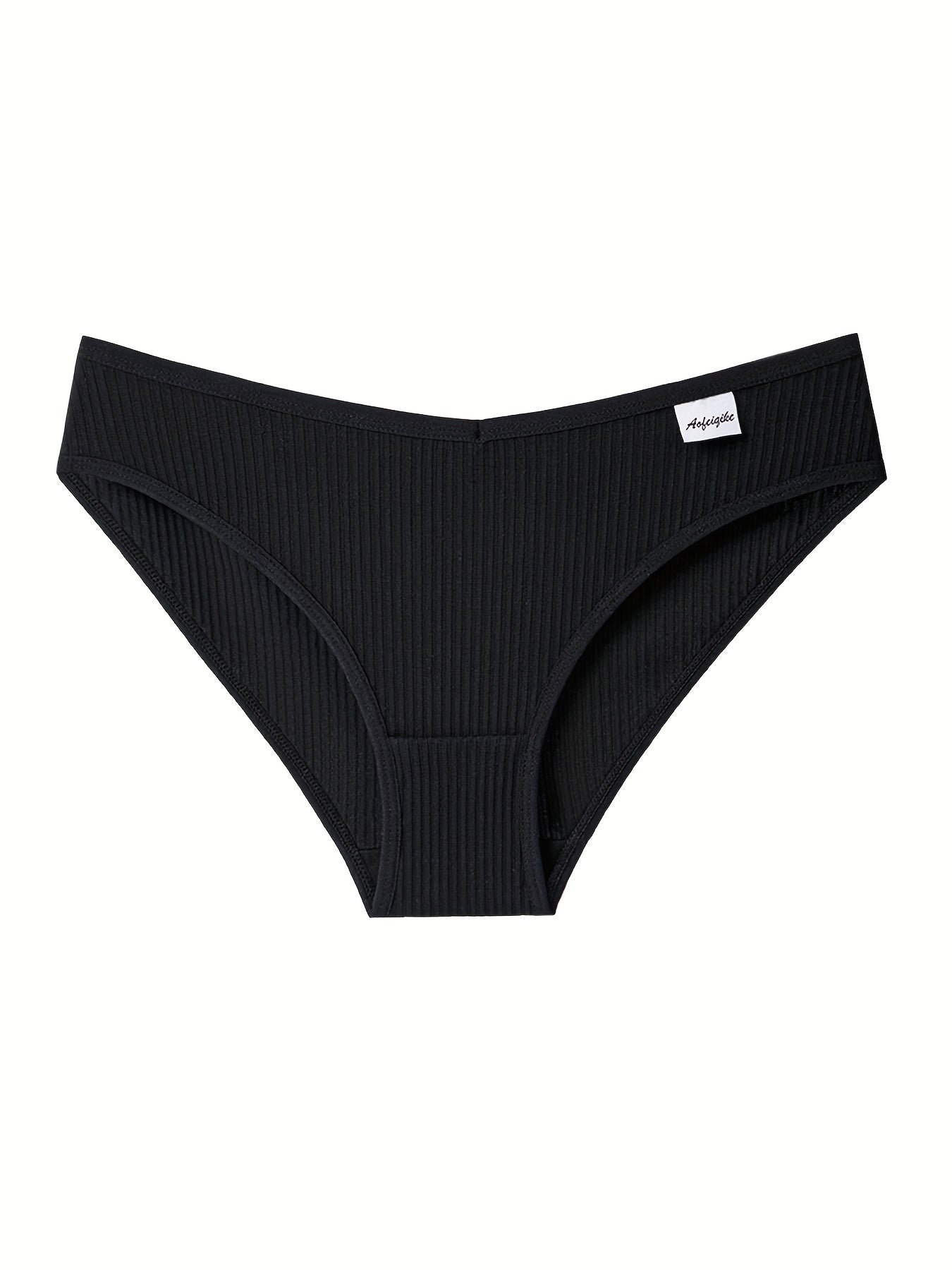 8pcs Women's Seamless Ribbed Low Waist Bikini Panties Breathable Lingerie