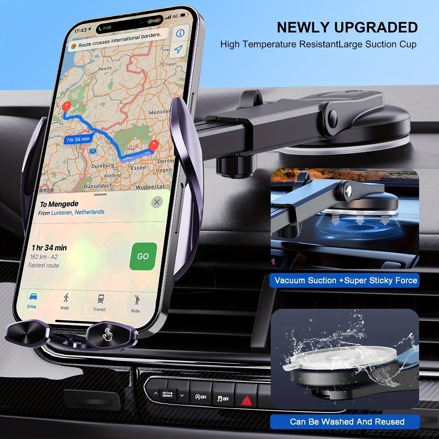 Wireless Car Charger Holder for iPhone and Samsung Galaxy 15W Fast Charging Auto Clamp Dashboard Vent Mount