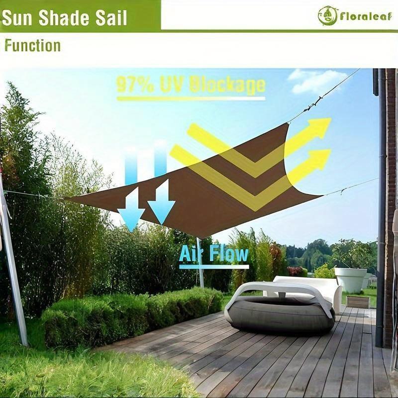 Waterproof Rectangular Sunshade Sail for Patio Garden Polyester Blend Grey