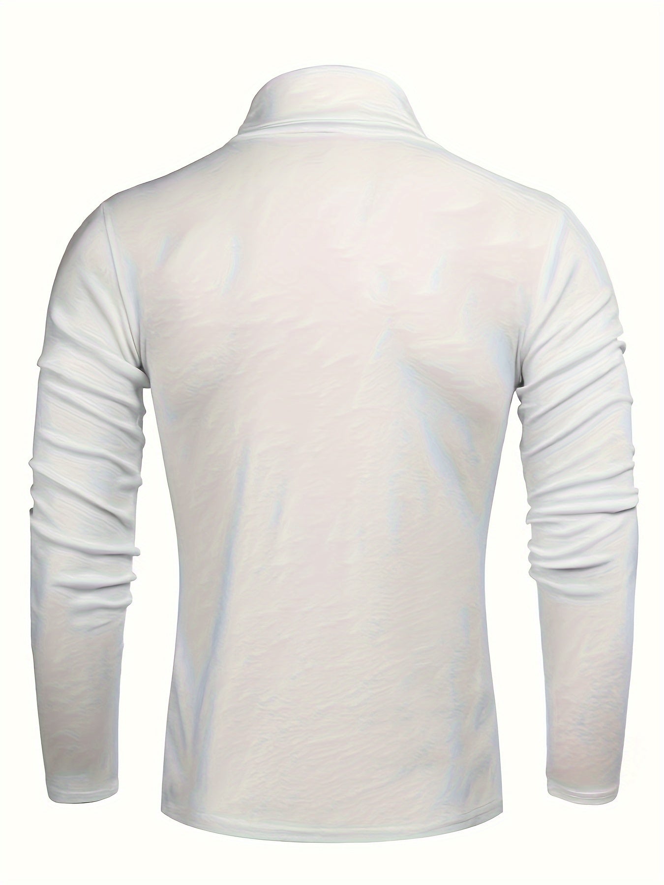 Men's Fleece-Lined High Collar Shirt for Fall and Winter Solid Polyester Spandex