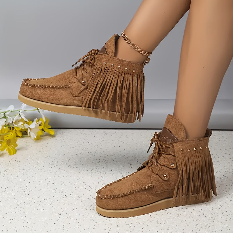 Женские ботинки на платформе с пряжками и бахромой, стиль для всех сезонов