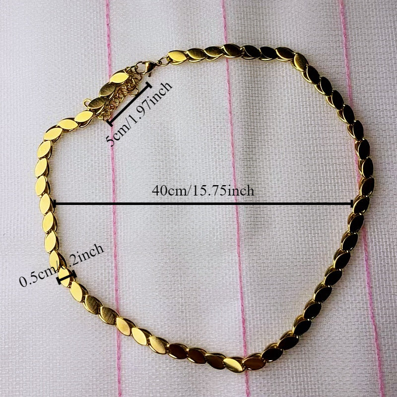 Gold-Plated Wheat Chain Necklace for Women Hip-Hop Style Stainless Steel