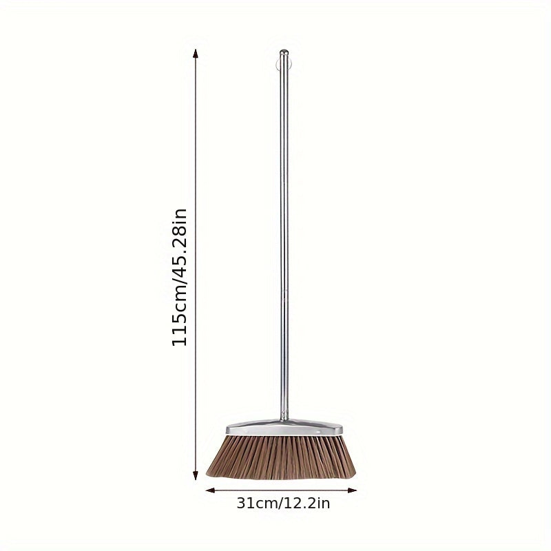 Stainless Steel Broom with Extra-Long Handle for Hard Floors and Outdoor Spaces