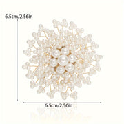 Winter Snowflake Brooch Pin with Resin Imitation Pearl for Women